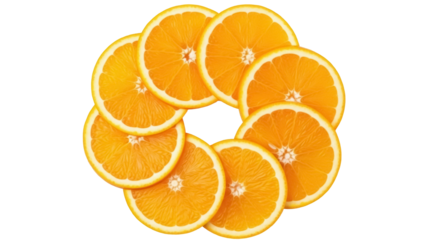 Vibrant orange slices PNG isolated on transparent background, citrus fruit cutouts for healthy food and summer designs