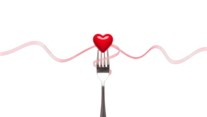 Red Heart on Fork Illustration