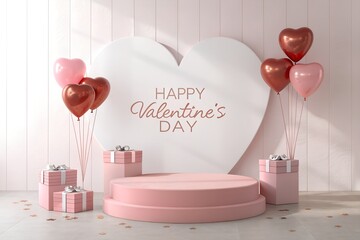 Romantic Valentine Background with Heart Clouds