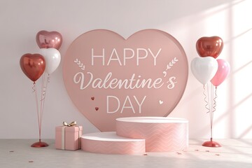 Valentine&rsquo;s Day Pink Podium Display Scene