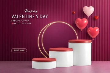 Soft Pink Valentine Background with Heart Frame
