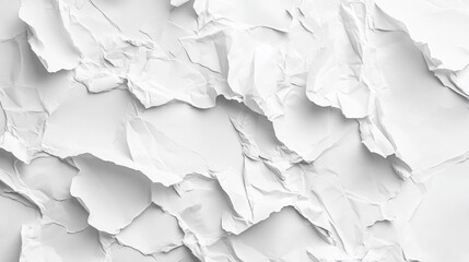 Crumpled white paper texture with torn edges and shadows