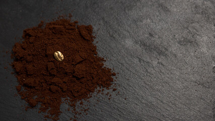 Golden Coffee Bean in Ground Coffee Symbolizing Luxury and Rising Value
