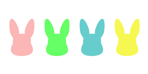 Fototapeta premium Colorful Bunny Silhouettes Set, Minimal Easter Rabbit Vector Illustration
