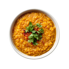 cooked moong dal with coriander garnish isolated on transparent background
