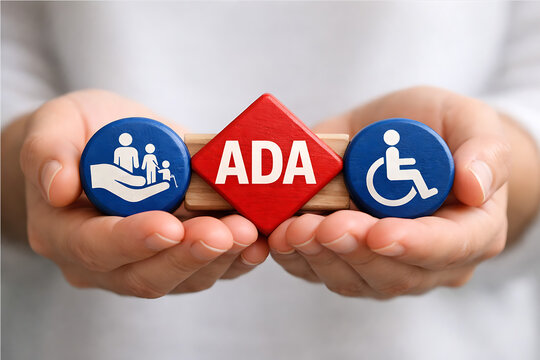 Americans with Disabilities Act concept. Disability Law Social Services.new ada
