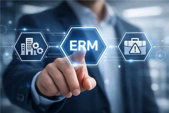 Enterprise Risk Management ( ERM ) Forecasting Evaluation Financial Business concept.new erm