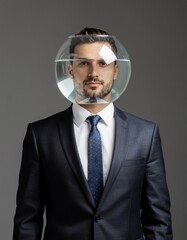 Surreal businessman with fishbowl for a head