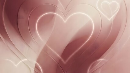 Concentric Abstract Ripples Forming Heart Shapes in a Palette of Soft Pink and Beige