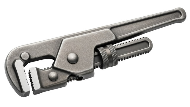 Adjustable pipe wrench isolated PNG, heavy-duty plumbing tool for gripping and turning pipes and fittings on transparent background