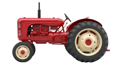 Red vintage tractor PNG isolated on transparent background, classic farm vehicle for agriculture and farming themes © Elena