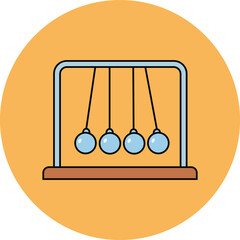 Four Blue Balls Hanging on a Metal Frame with Orange Background