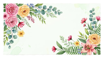Floral and leaf card. watercolor design. For banners, posters, invitations, etc.