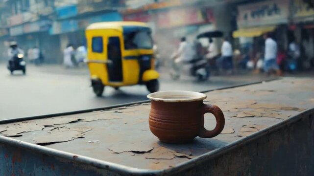 kulhad chai traditional indian street beverage video
