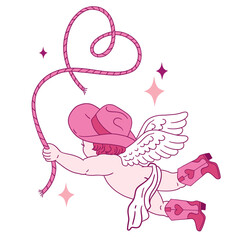 Hand drawn Valentine cupid character. Vector illustration on isolated background. 