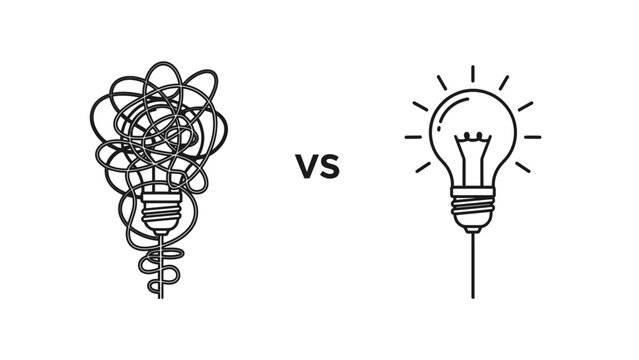 Clarity vs confusion light bulb concepts for innovation and ideas