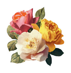 Fototapeta premium PNG Vibrant vintage floral bouquet