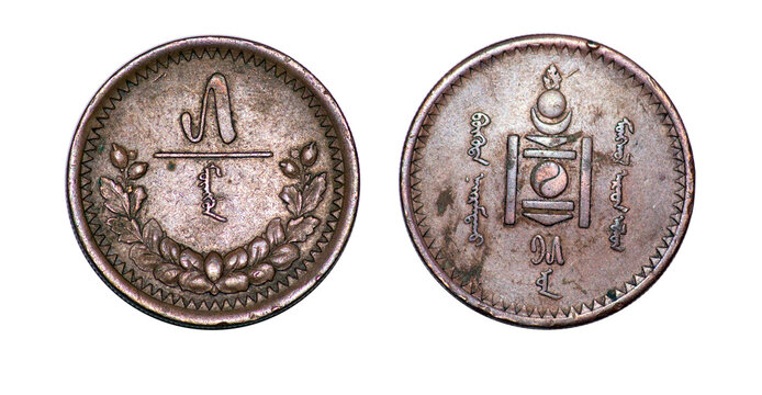 Coin 5 mongo. 1925. Republic of Mongolia