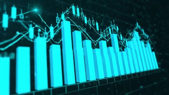 Animated business graph showing financial growth and market trends