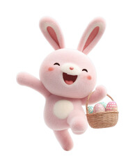 Obraz premium PNG Joyful bunny with Easter basket.