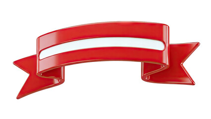 3D Red and White Ribbon Banner