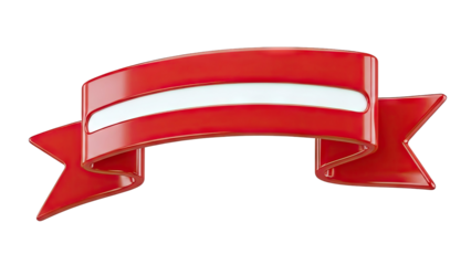3D Red and White Ribbon Banner