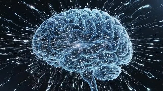 Digital brain illustration with binary code representing technology