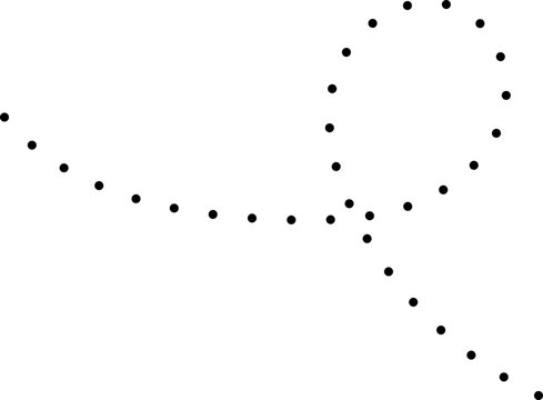 Hand Drawn Abstract Curved, Swirl, Wavy Dotted Line 