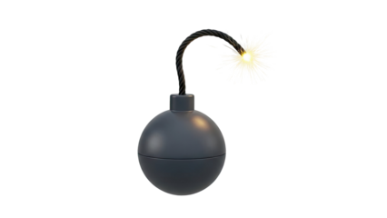 Cartoon Bomb with Lit Fuse and Sparks