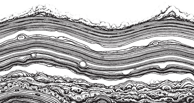 Abstract geological layers of rock strata and sediment formations.