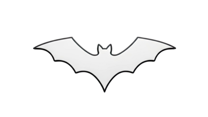 White Bat Silhouette with Black Outline
