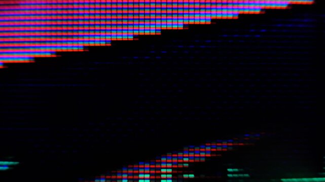 Signal Disturbance Broken Monitor macro view, Screen TV Glitch Error,  VHS static noise glitch overlay, Distorted CRT VCR Video Effects
