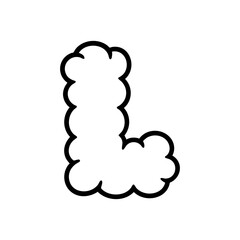 PNG Cloud-shaped letter L illustration.