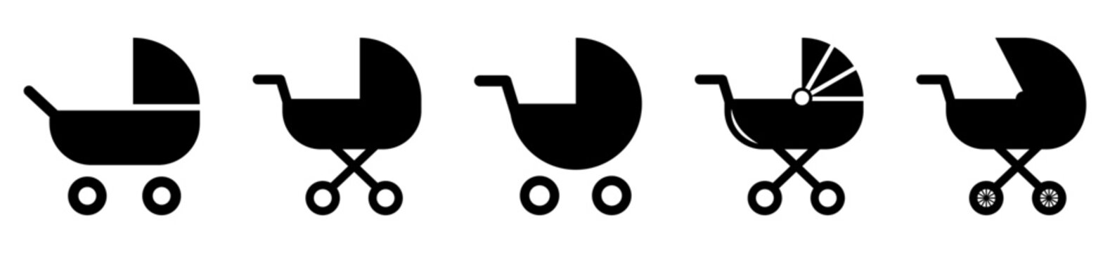 Set of baby carriage icons