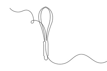 Fototapeta premium Continuous one line drawing of a balloon whisk kitchen tool minimalist style vector illustration