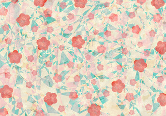 Spring Pastel Pink Plum Blossom Pattern - Soft Japanese Wafuu Geometric Background