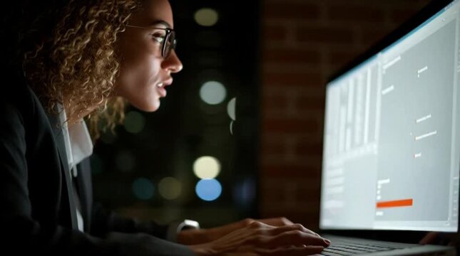 Tech support specialist remotely fixing a computer issue, progress bar moving forward, reassuring atmosphere