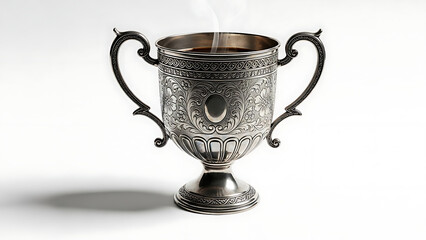 Antique Silver Plated Trophy Cup Mug Mockup Vintage Engraving