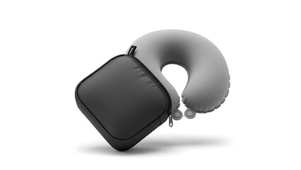Inflatable Air Neck Pillow Travel Bag Mockup Compact Carry Case