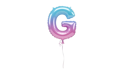 Beautiful pink and blue gradient alphabet g balloon on white background for party decoration