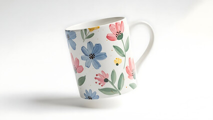 Hand-Painted Floral Ceramic Mug Mockup Boho Artisan Design