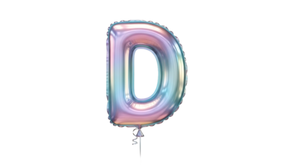 Beautiful iridescent letter d balloon on white background for party and celebration