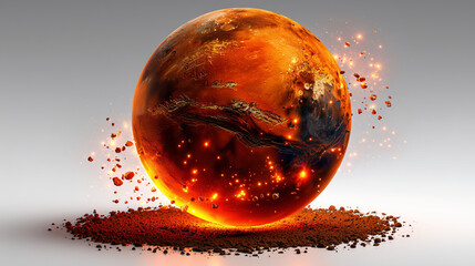 La plan&egrave;te Mars, textures rocheuses, poussi&egrave;re rouge rouille et ocre fonc&eacute;