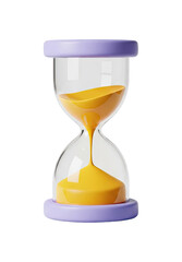 Purple hourglass with yellow sand flowing, representing the passage of time
