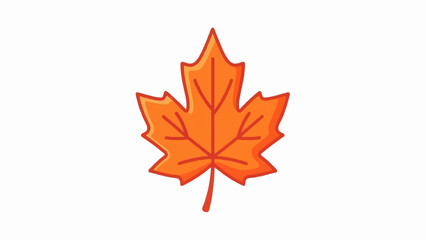 Fototapeta premium A single, stylized orange maple leaf with red veins and outline