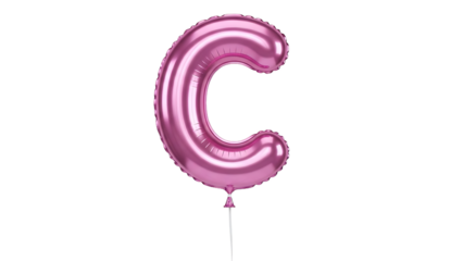 Pink metallic c shaped balloon isolated on white background for party decoration