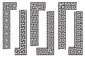 Set of decorative ornamental greek key patterns border - Vector modular with corner