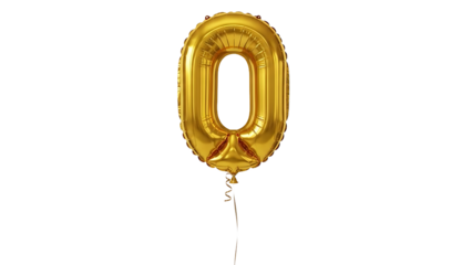 Golden number zero balloon isolated on white background for celebration and party