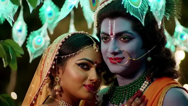 Hindu Gods with Krishna  Radha, and love  devotion.