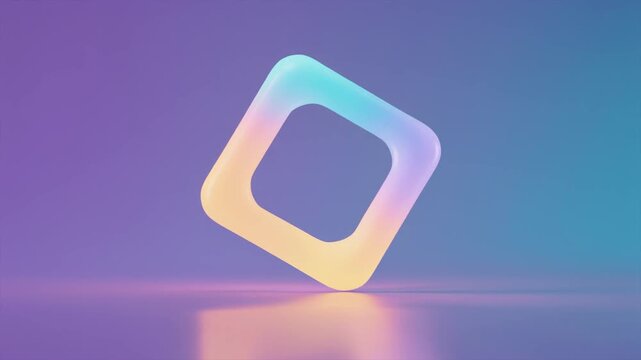 Floating soft square of light rotating imperceptibly slowly dreamy gradient edges minimal futuristic ambience glowing softly across surreal cinematic atmosphere layers